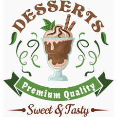 绿茶冰淇淋杯蛋糕巧克力矢量图