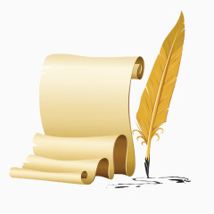 卡通羽毛笔纸张