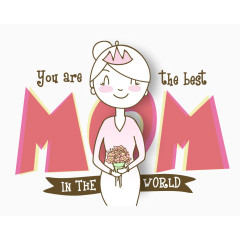 卡通手绘粉色母亲节元素