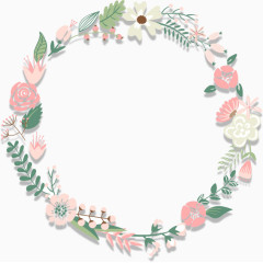 树叶花朵花环卡通手绘