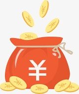 红色钱袋卡通掉落金币