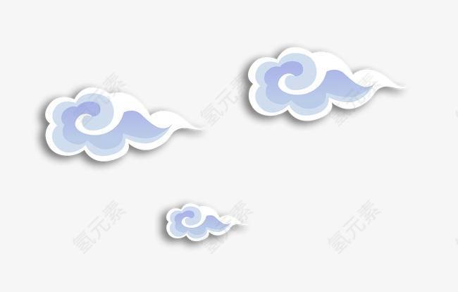 白色带阴影中国风祥云 教学云