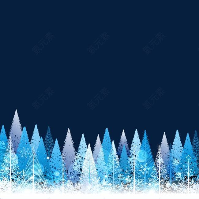 蓝色松林圣诞元素
