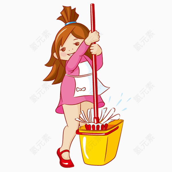 洗拖把的女孩