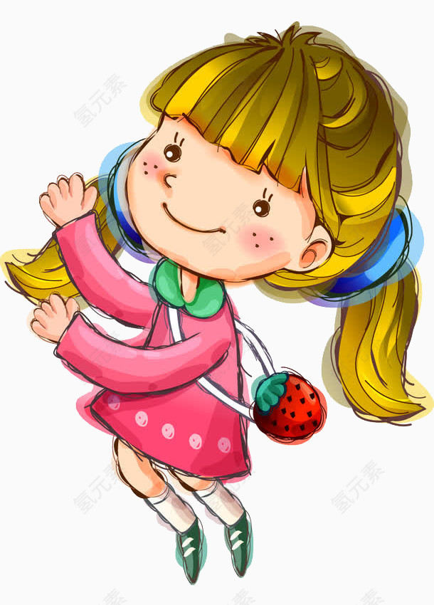 双马尾少女卡通人物手绘