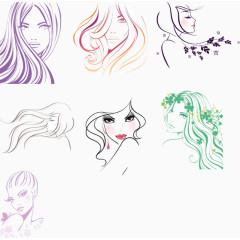 女人彩色发色矢量合集