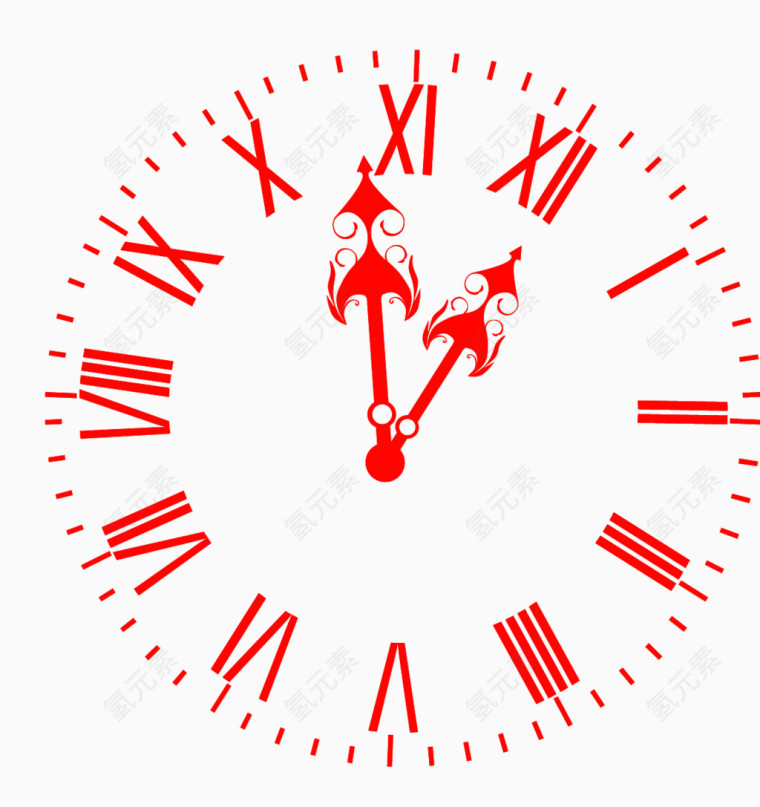 红色罗马数字钟表