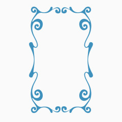 蓝色波浪花边框竖框