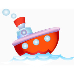 卡通红色游轮 