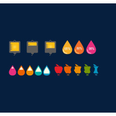 彩色水滴圆环扁平标志