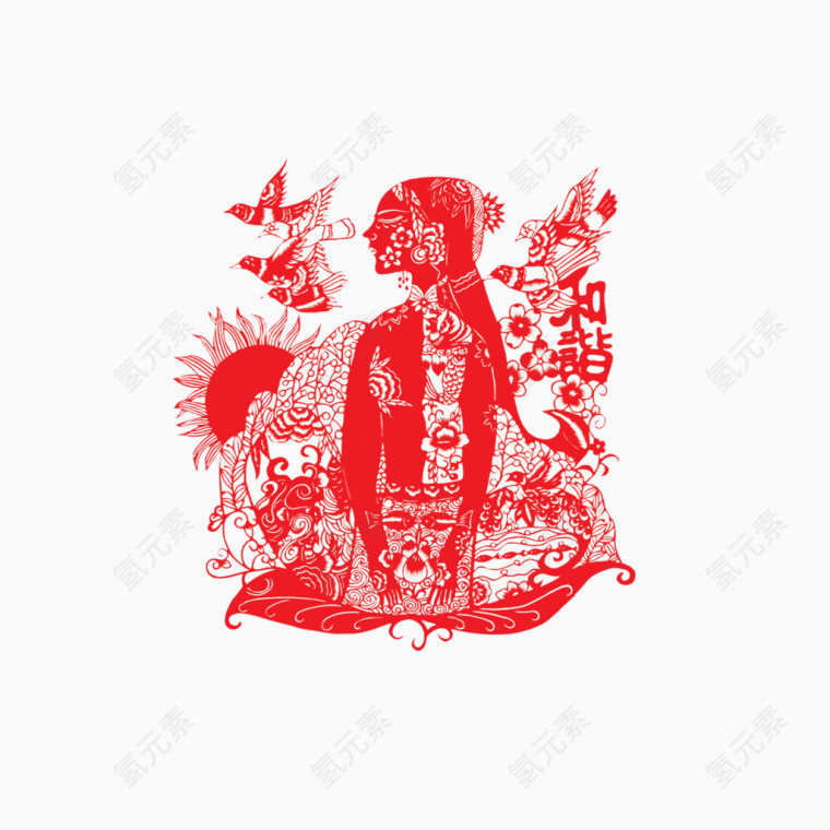 中国风人物剪纸