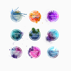 圆形文字背景泼墨水彩矢量效果