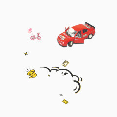 卡通自行车小轿车小喇叭