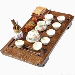 紫砂功夫茶具配实木四合一