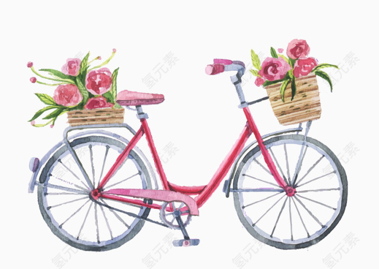 装满鲜花的自行车