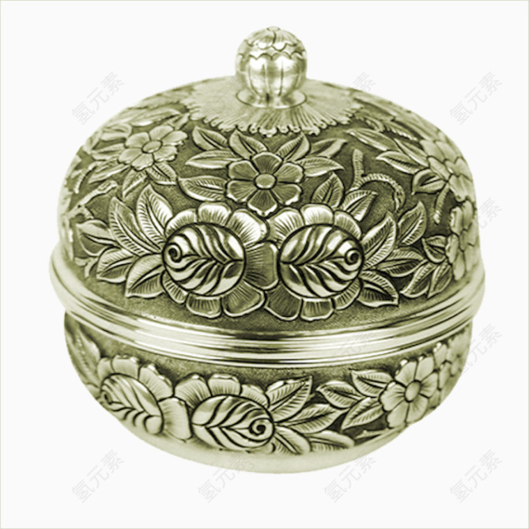 古代花纹立体雕刻容器