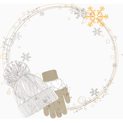 淡雅手绘线条手套帽子边框