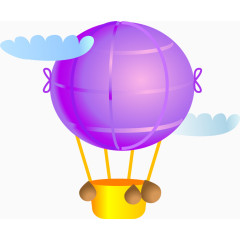 卡通手绘紫色热气球 