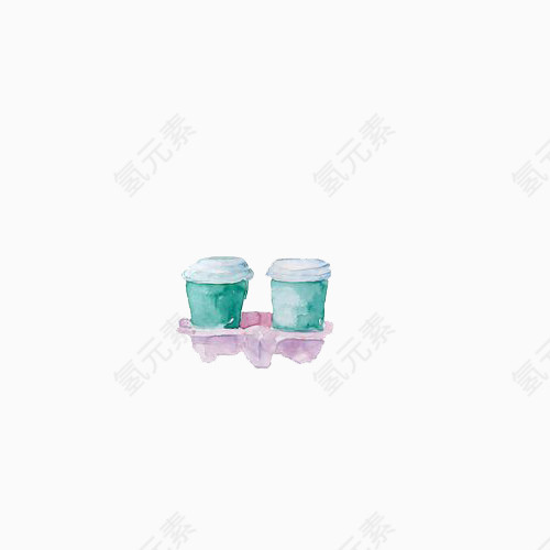 小清新简约手绘绿色咖啡杯子