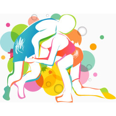 抽象炫彩人物剪影运动