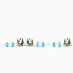 雪地里的房子和树