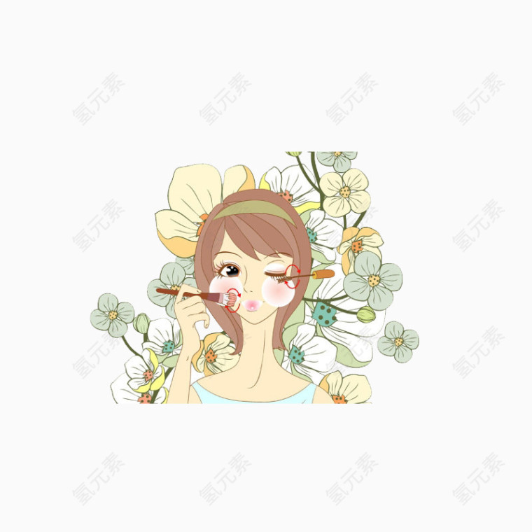 手绘美女化妆