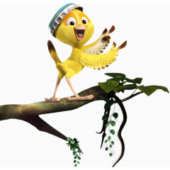 卡通手绘枝头上的鸟儿