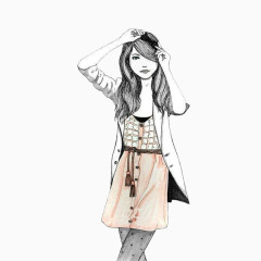 带着帽子的时尚女孩