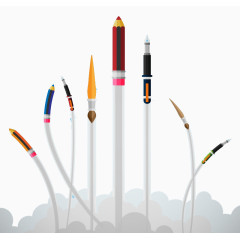 卡通腾空的文具笔矢量素材