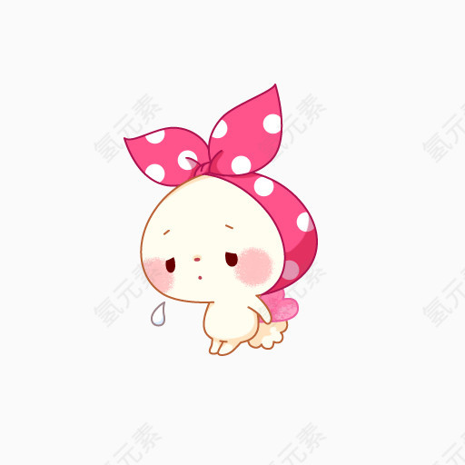 卡通头带粉色蝴蝶结的小兔子