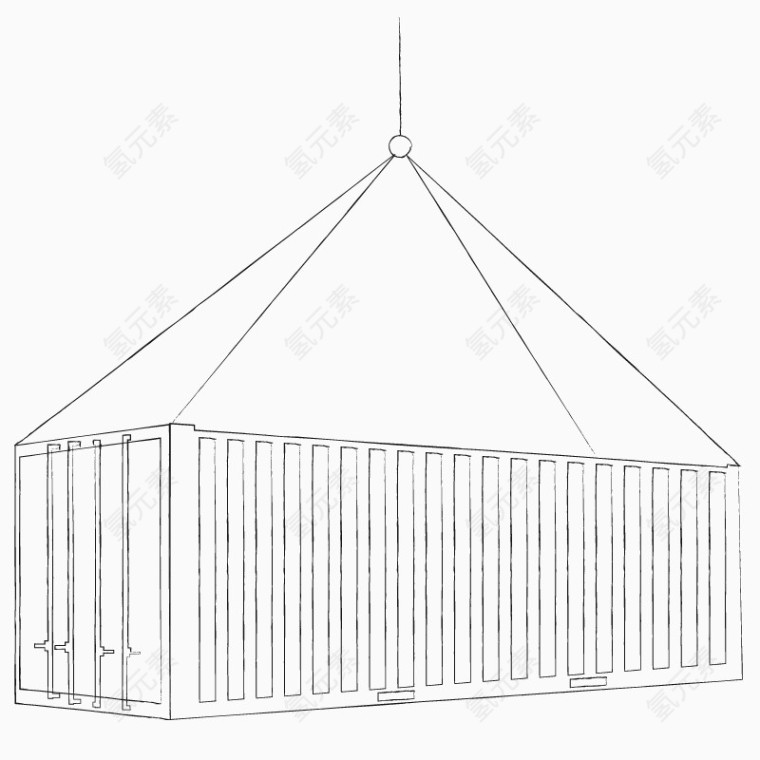 卡通手绘黑白线稿施工拉重物