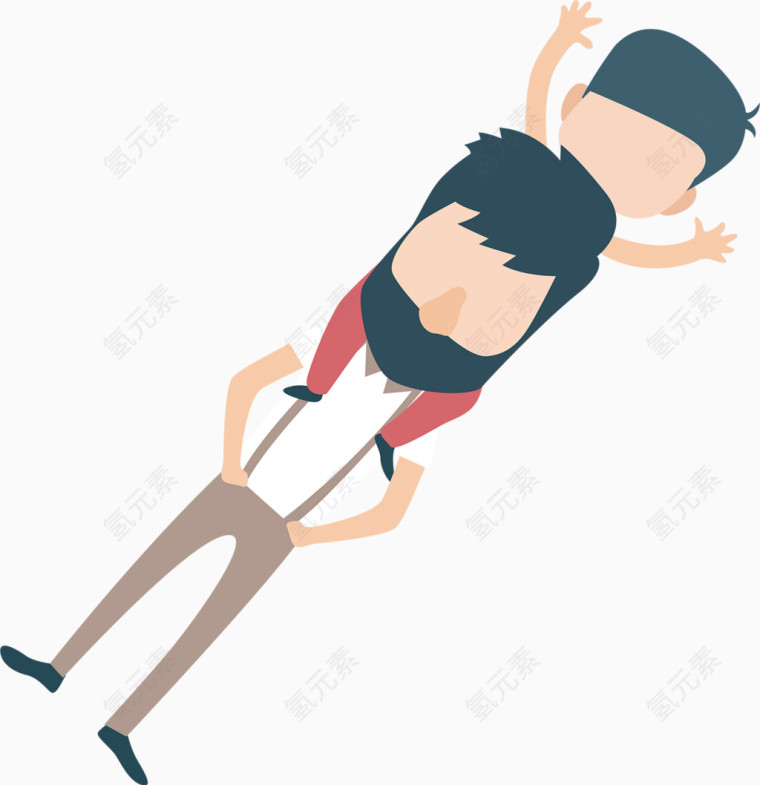 父亲节元素小孩和父亲玩耍卡通手绘装饰元素