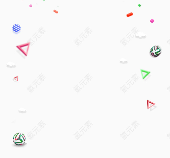 多彩简约球形三角形漂浮素材
