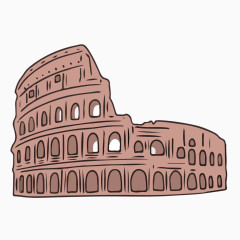 手绘风意大利古罗马斗兽场