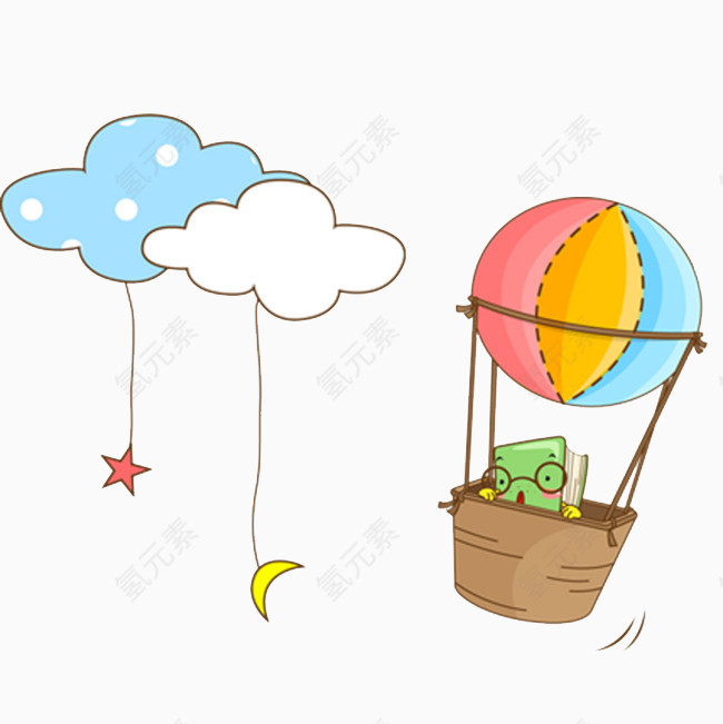 卡通云朵热气球