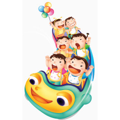 可爱卡通儿童做过山车