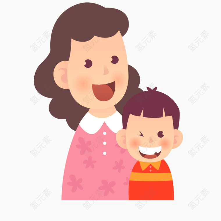 卡通母子温馨人物节日元素
