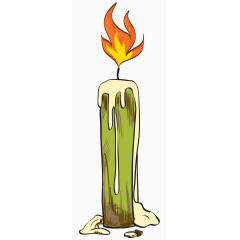 手绘卡通绿色复古蜡烛 
