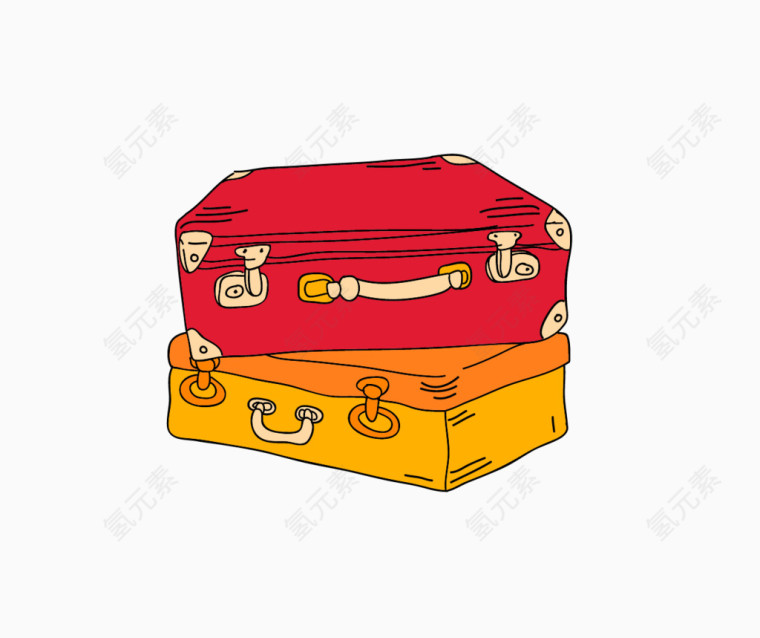 卡通手绘行李箱