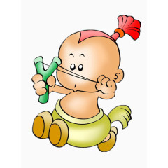 玩弹弓的小男孩