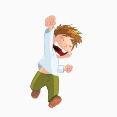 手绘兴奋的卡通小男孩元素