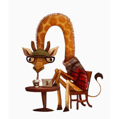 卡通手绘长颈鹿