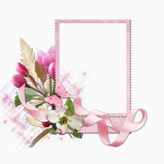 粉红色花朵和丝带装饰的边框