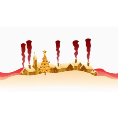 手绘卡通金色房屋图案