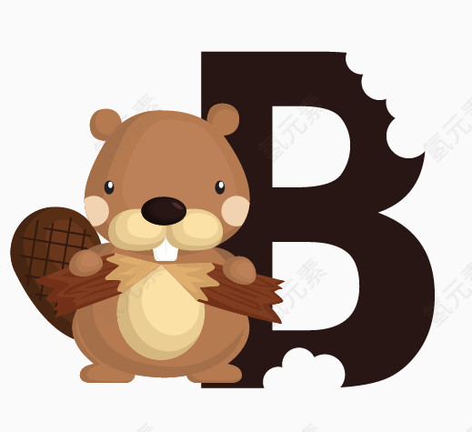 松鼠动物造型可爱字母B