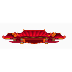 红色大气年货大街屋顶喜庆png