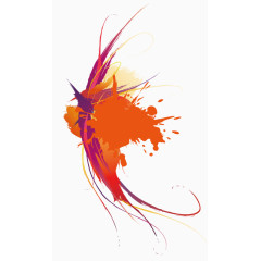 橙色油漆泼墨元素