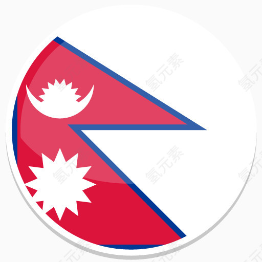 尼泊尔平圆世界国旗图标集