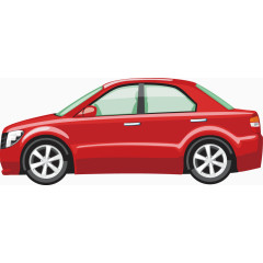 卡通手绘红色汽车