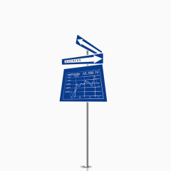 蓝色指示牌免抠素材